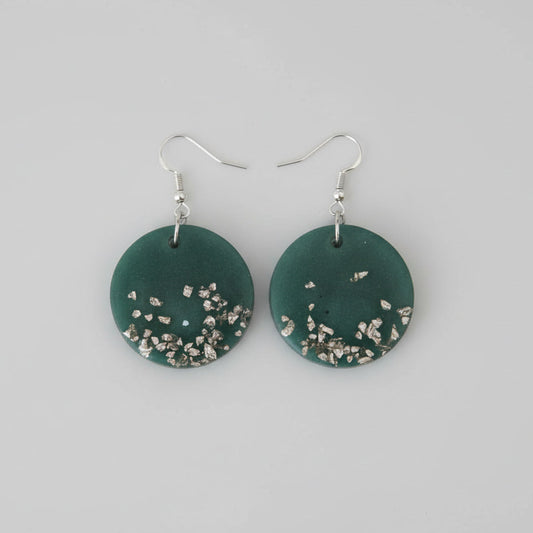 Σκουλαρίκια Από Υγρό Γυαλί “Forest Green”