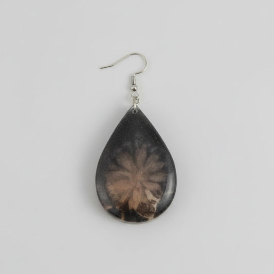 Σκουλαρίκια από Υγρό Γυαλί “Grey Tear Drops”