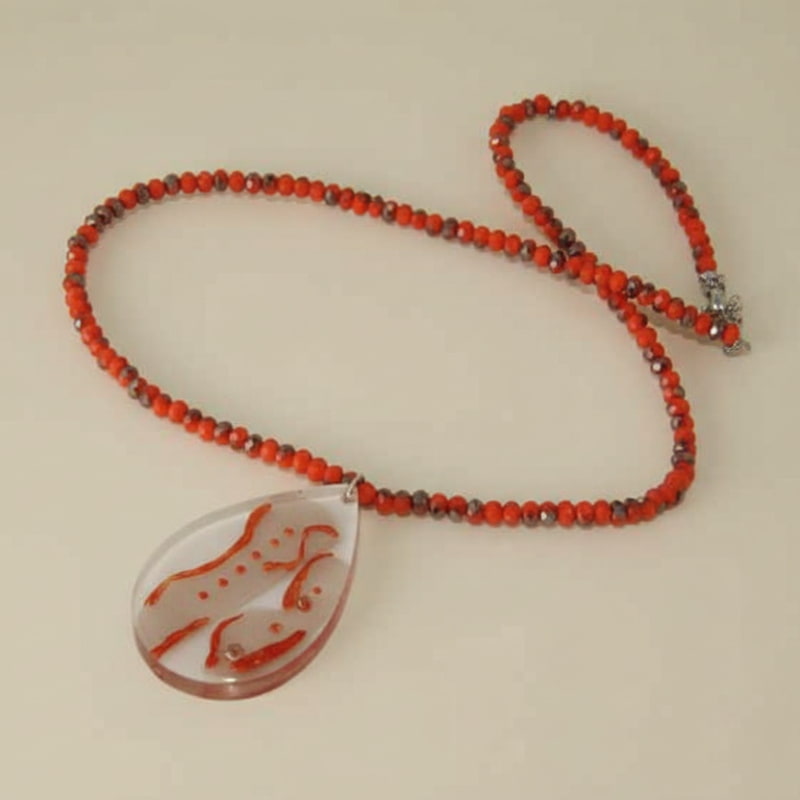 Κολιέ με Υγρό Γυαλί "Orange Drop"