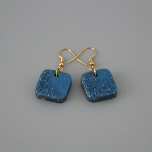 Σκουλαρίκια “Blue Cube” από Υγρό Γυαλί