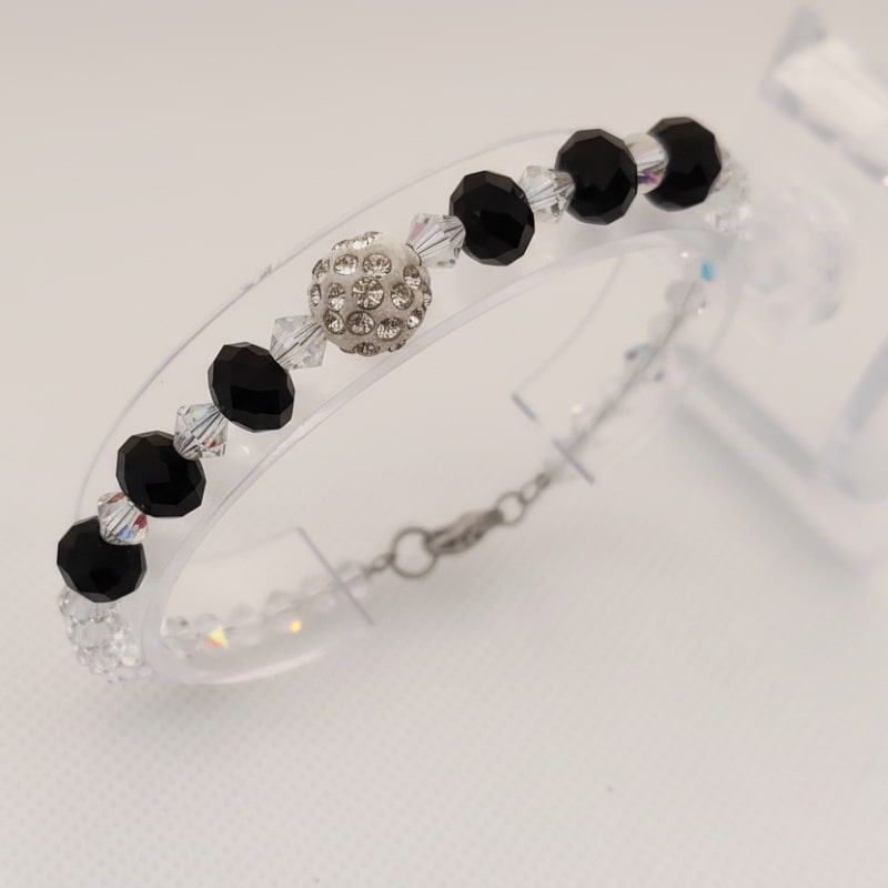 Βραχιόλι με Κρύσταλλα Swarovski & Πέτρες Οψιδιανού