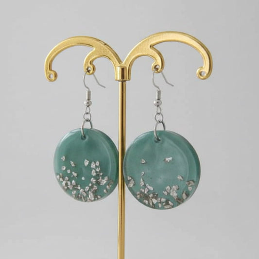 Σκουλαρίκια Από Υγρό Γυαλί “Forest Green”