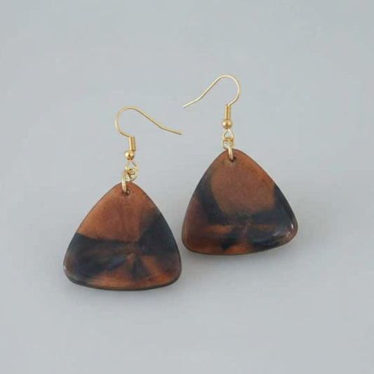 Σκουλαρίκια Από Υγρο Γυαλί "Πυραμίδα"