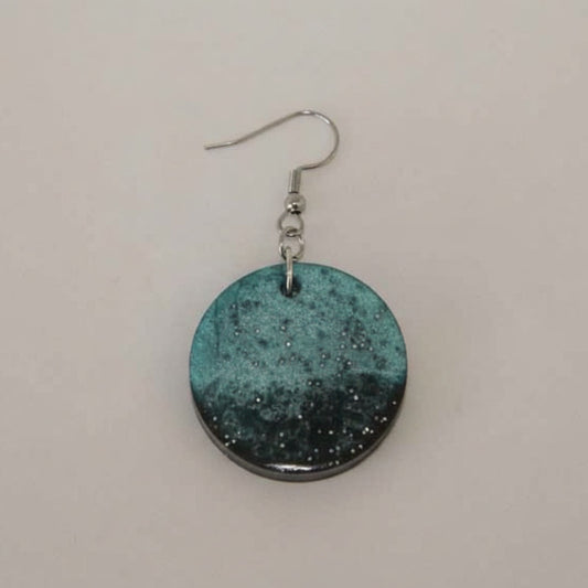 Χειροποίητο Σκουλαρίκια από Υγρό Γυαλί "Green Moon"