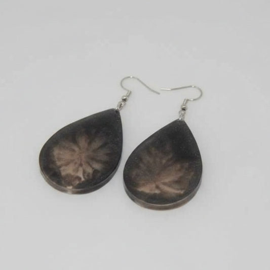 Σκουλαρίκια από Υγρό Γυαλί “Grey Tear Drops”