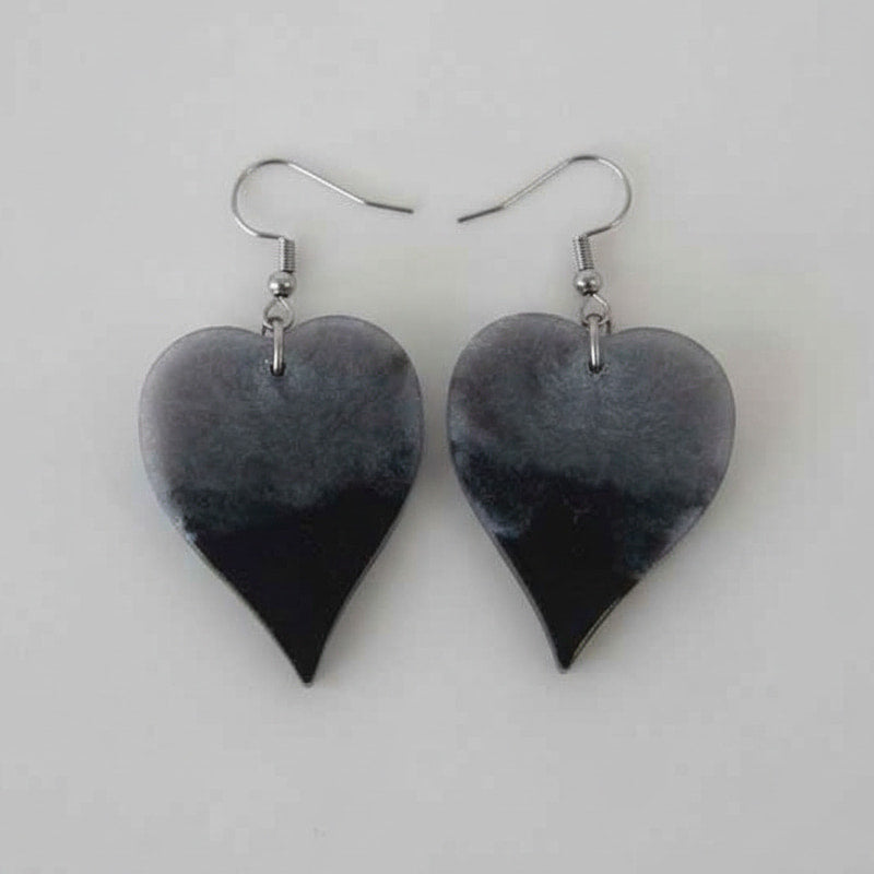 Σκουλαρίκια Καρδιά από Υγρό Γυαλί “Marble Heart”