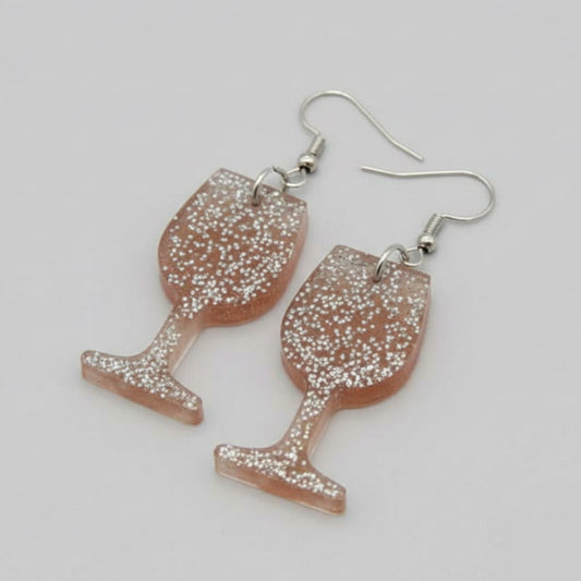 Χειροποίητα Σκουλαρίκια από Υγρό Γυαλί "Rose Wine"