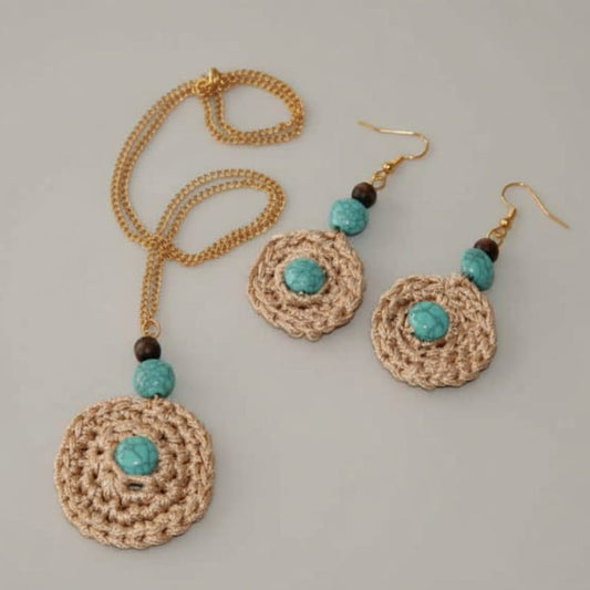 Σετ Κολιέ- Σκουλαρίκια Με Τουρκουάζ Πέτρες